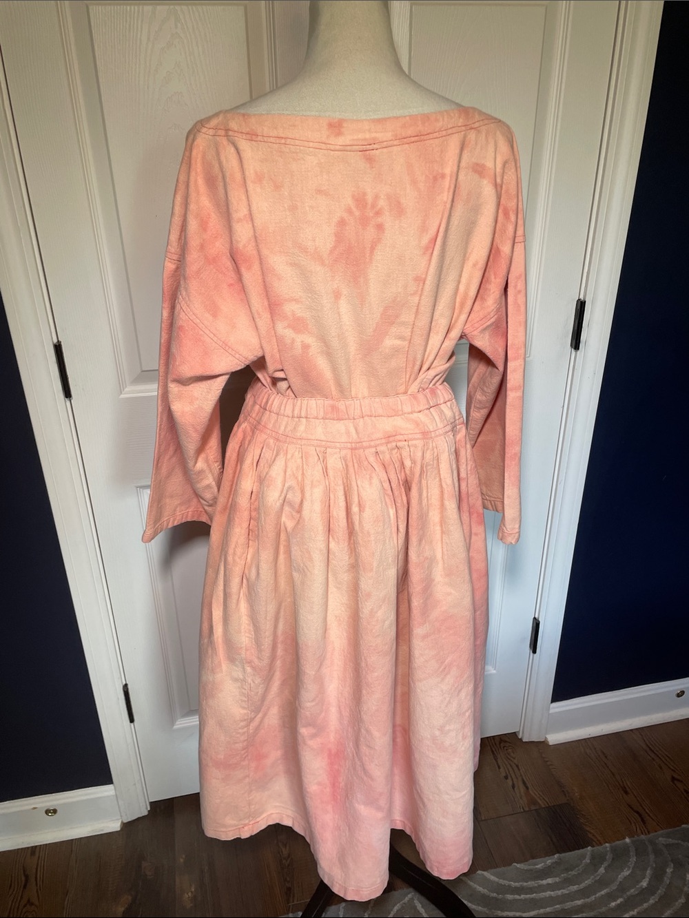 Vintage HARI Peach/Pink Tie-Dye Skirt Set 100% Cotton Size Large - Picture 5 of 10